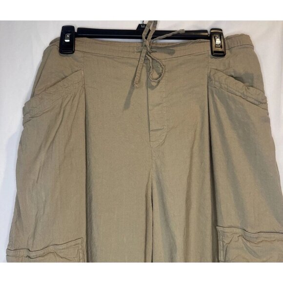 Athleta Women’s Tan Flax Paradise Mid Rise Linen Blend Pull On Cargo Pants Sz M - Picture 3 of 15